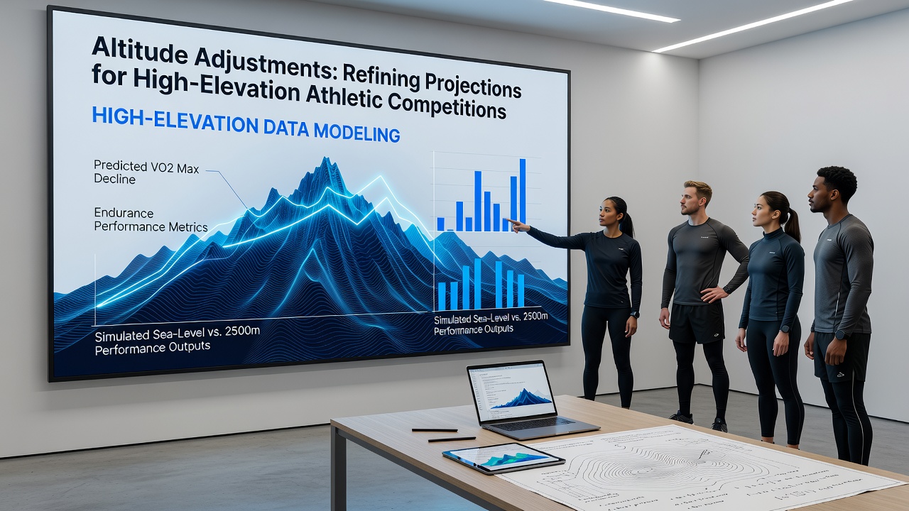 Coaches reviewing performance data charts on tablets during high-altitude training camp session