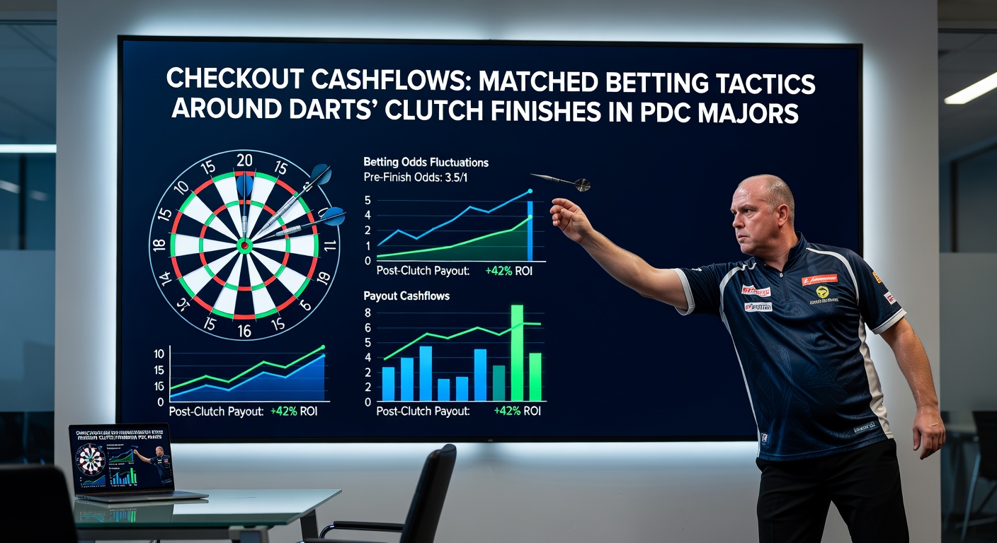 Close-up of a darts board during a PDC major checkout attempt, with the player focused on double 16 amid roaring crowd noise