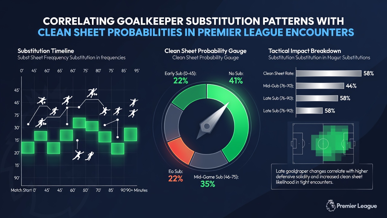 Statistical chart showing clean sheet probabilities after goalkeeper substitutions in Premier League matches