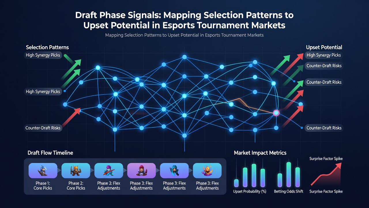Data visualization of draft selection patterns overlaid on esports betting market odds charts