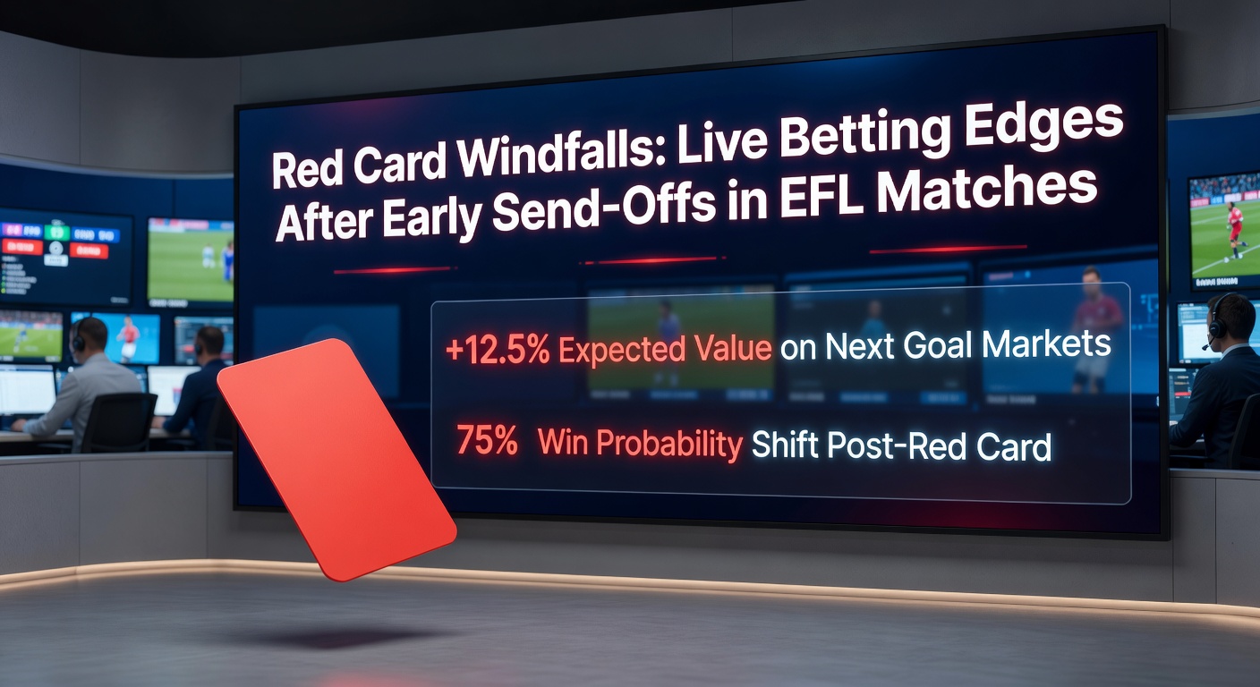 Live betting interface showing odds shifting dramatically after a red card in an EFL League One game, with next-goal markets highlighted