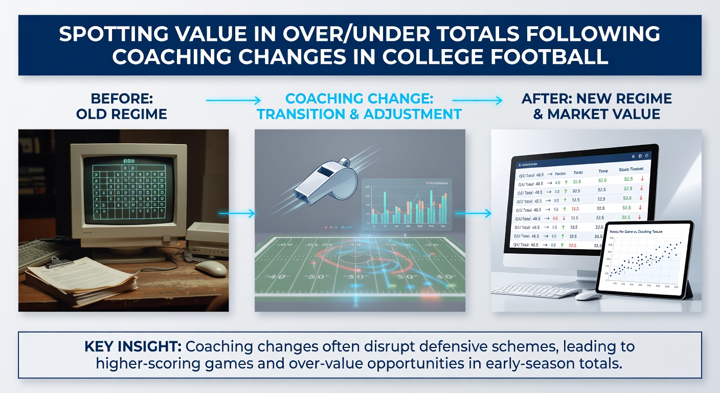 Coaching staff reviewing game film on tablets in a college football locker room setting