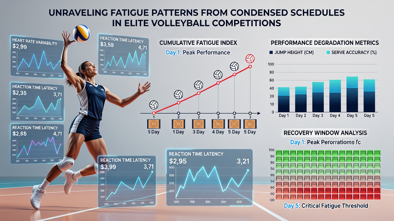 Sports scientists analyzing recovery data from volleyball athletes in a condensed competition calendar