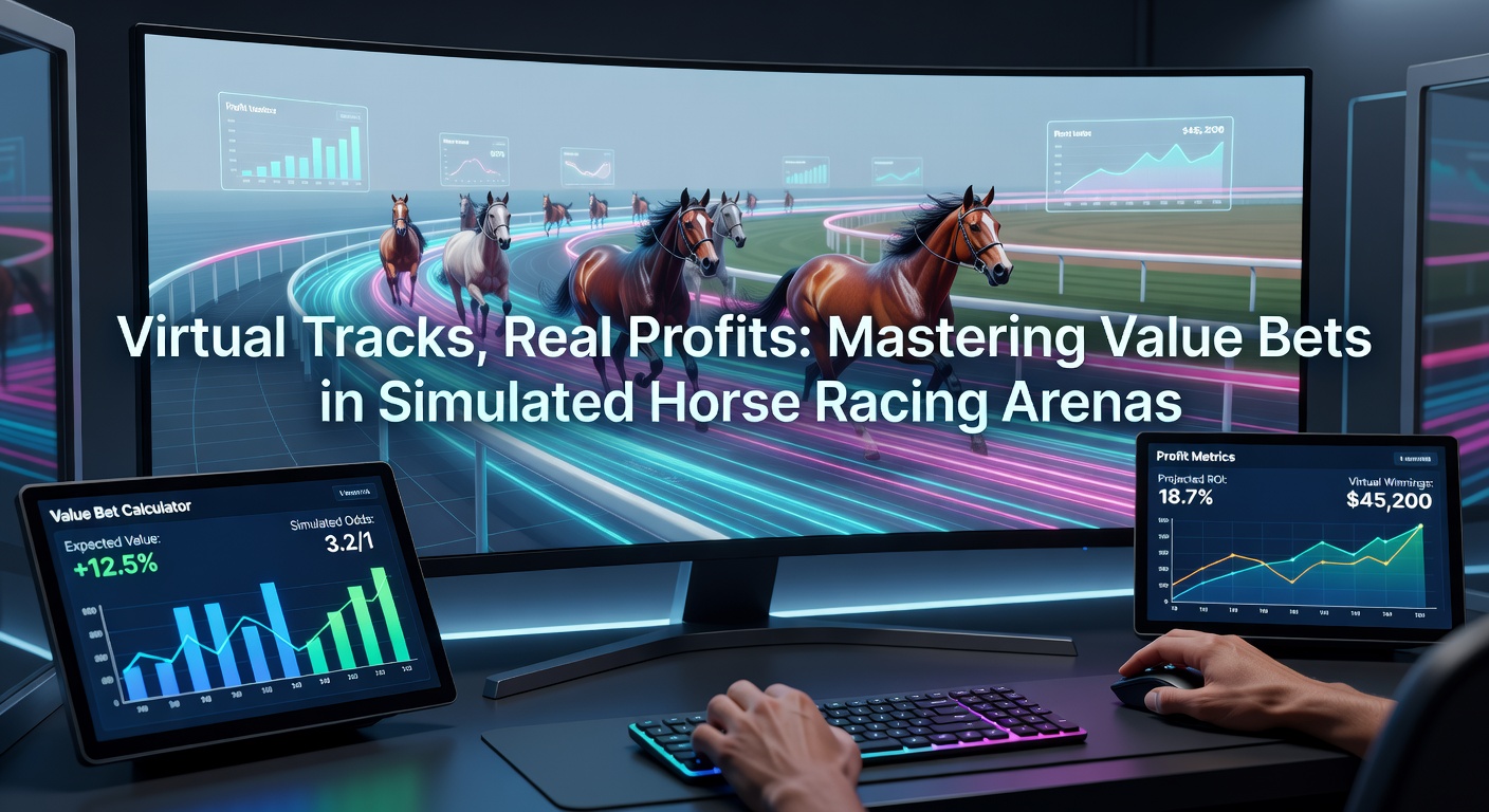 Close-up of a betting interface showing virtual horse racing odds, with highlighted value bet selections and payout calculations